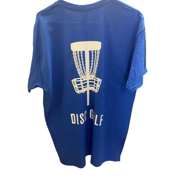 Disc Golf Double Basket Shirt Double Sided L Graphic T-Shirt Gildan Royal Blue - Picture 4 of 12